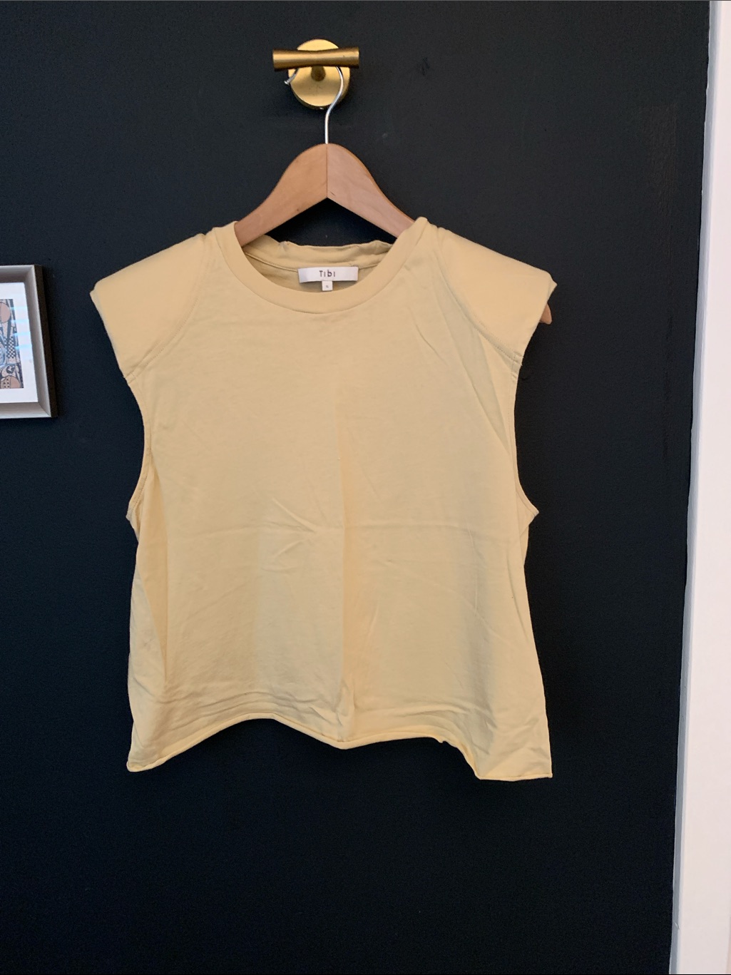 Tibi Cotton Shoulder Pad Tank